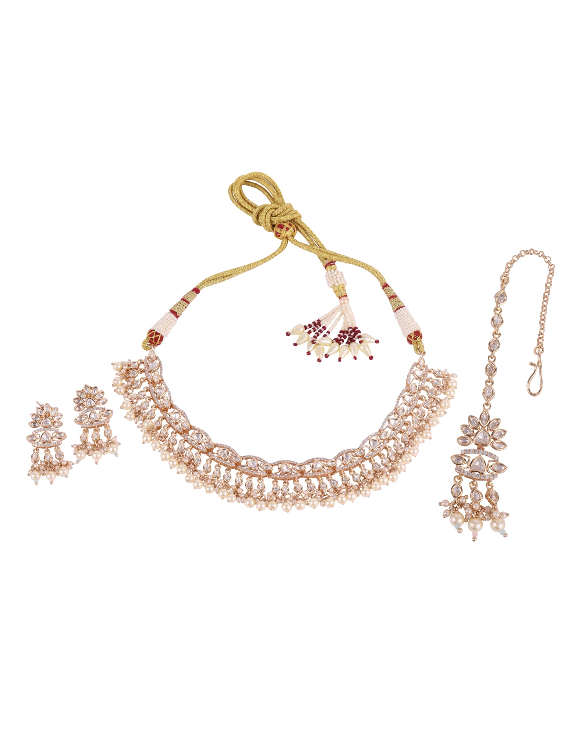 Vivaah Polki Gold Necklace Set — handcrafted necklace-sets by Sirini Jewellery