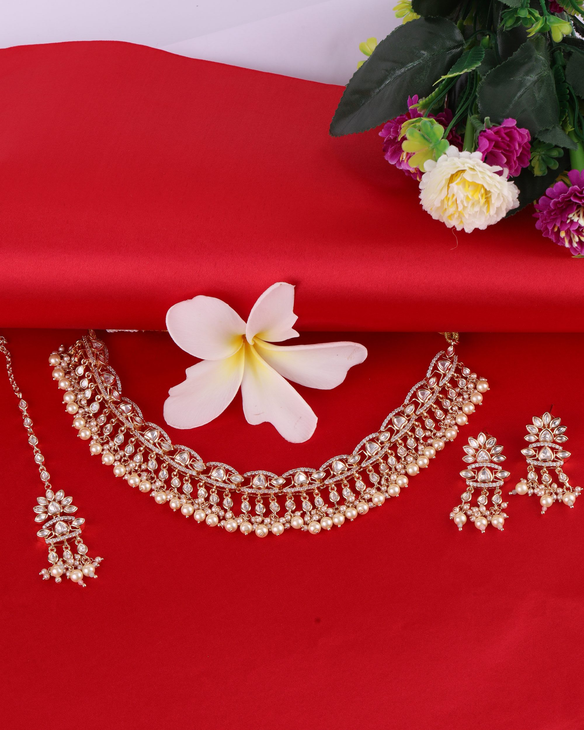 Vivaah Polki Gold Necklace Set thumbnail 5