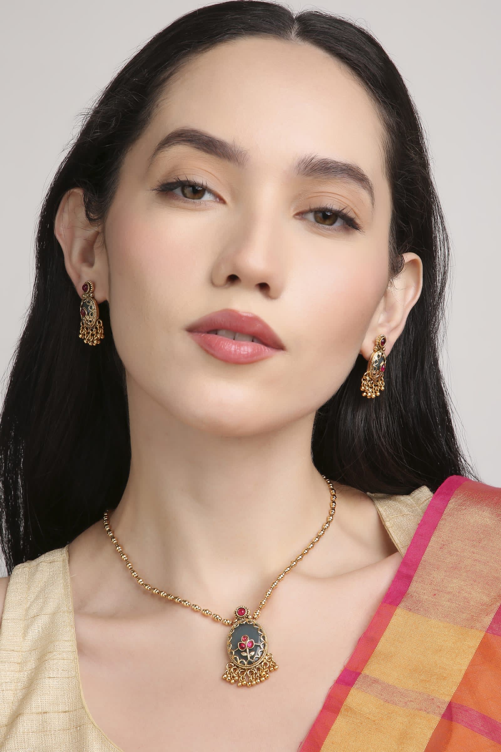 Navratri Brass Kundan Long Set — handcrafted long-sets by Sirini Jewellery