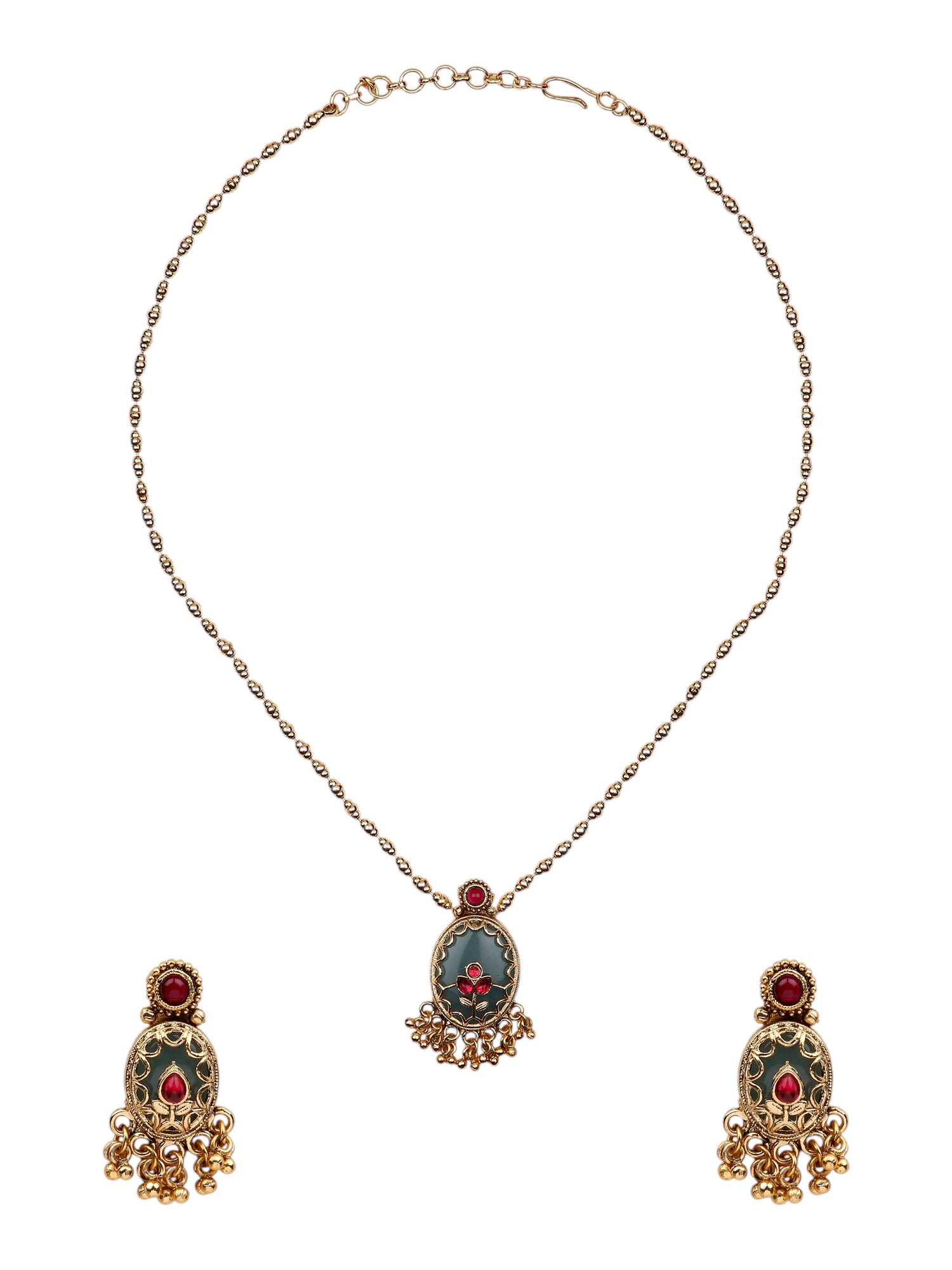 Navratri Brass Kundan Long Set — handcrafted long-sets by Sirini Jewellery - back view