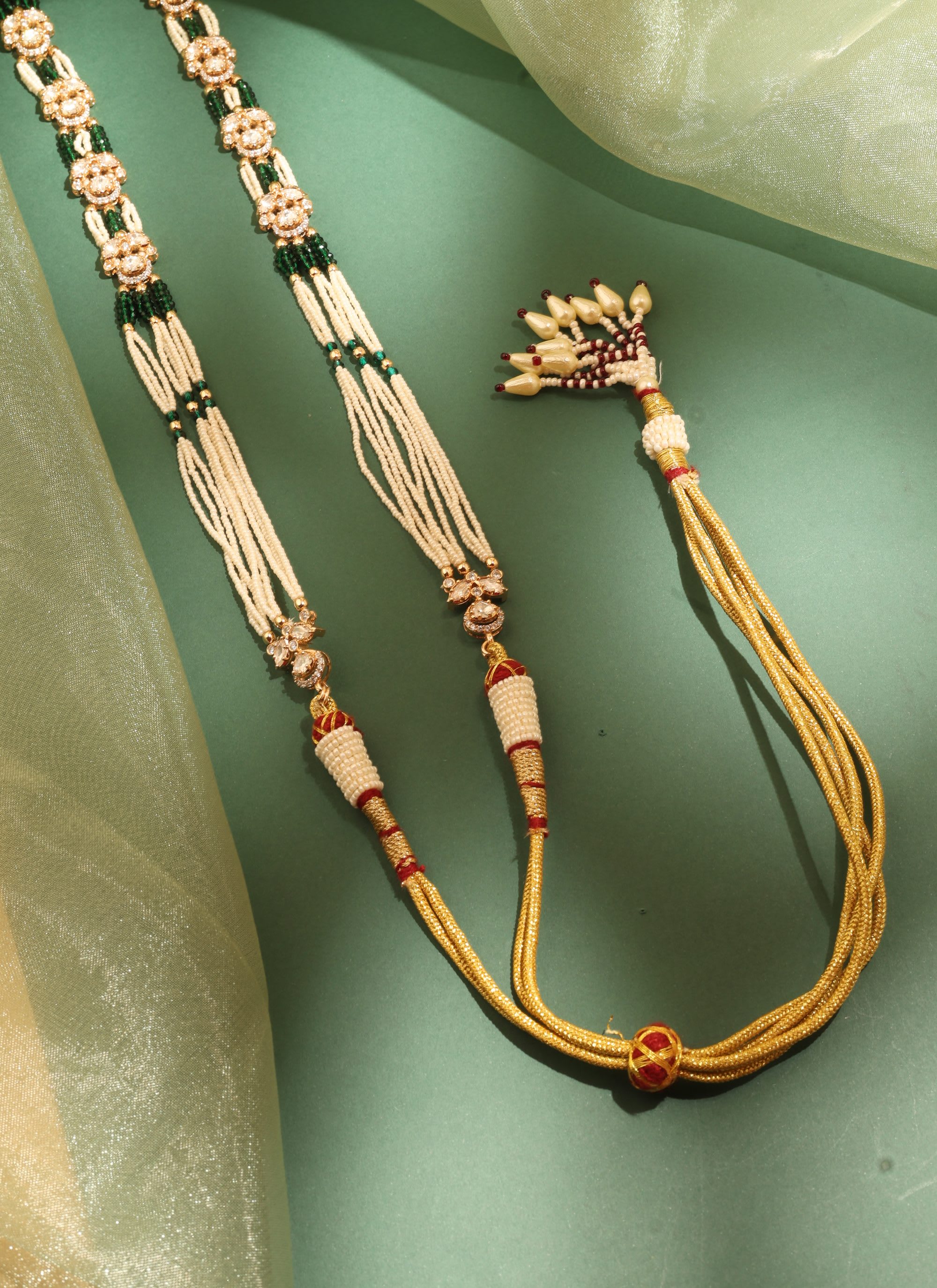 Bridal Kundan Long Haar – Green thumbnail 3