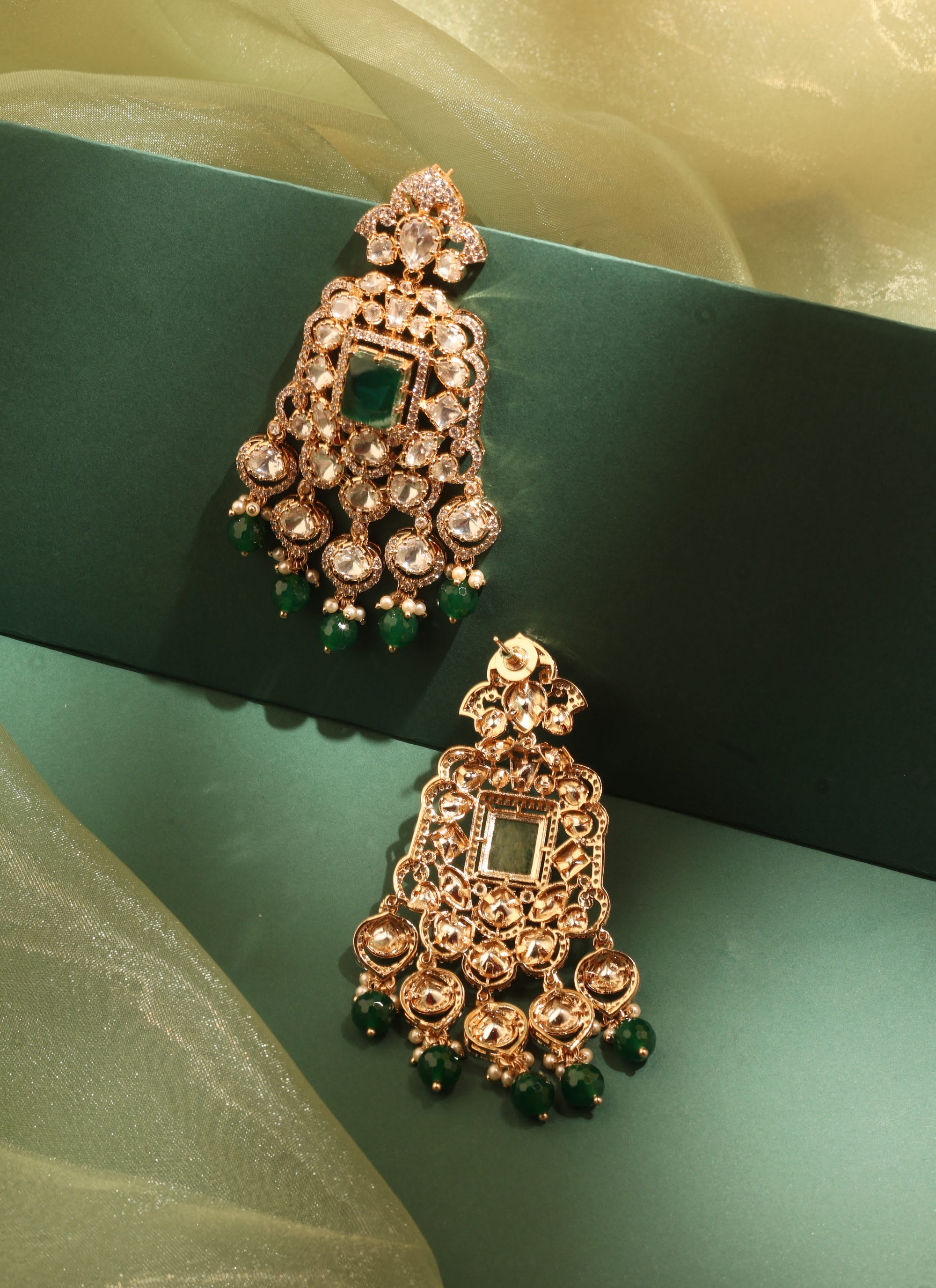 Bridal Kundan Long Haar – Green thumbnail 5