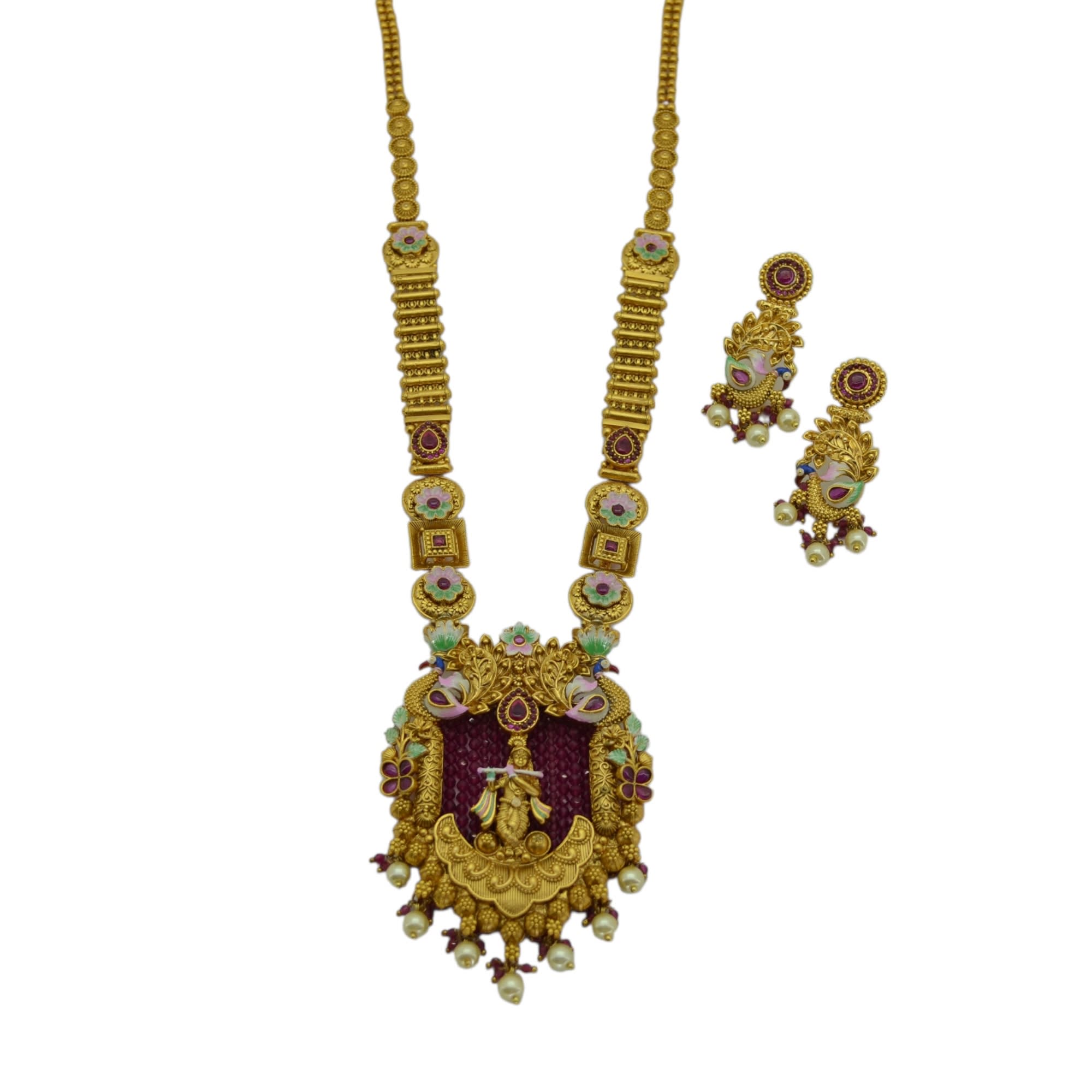 Puja Temple Gold Long Haar — handcrafted long-sets by Sirini Jewellery