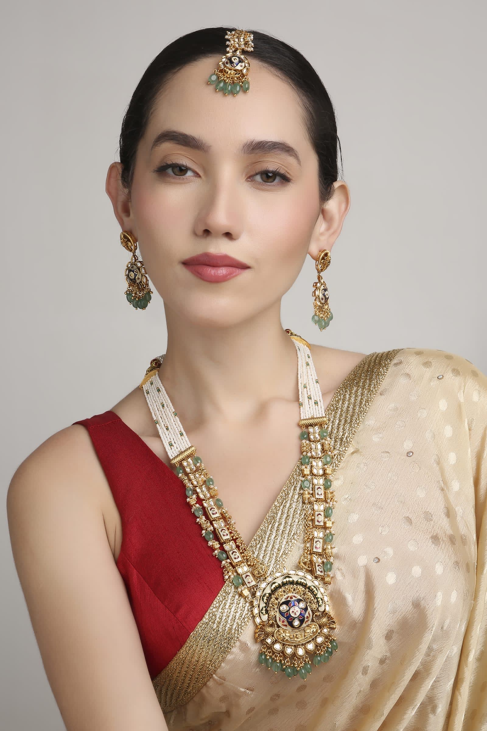 Vivaah Antique Gold Polki Haar thumbnail 4