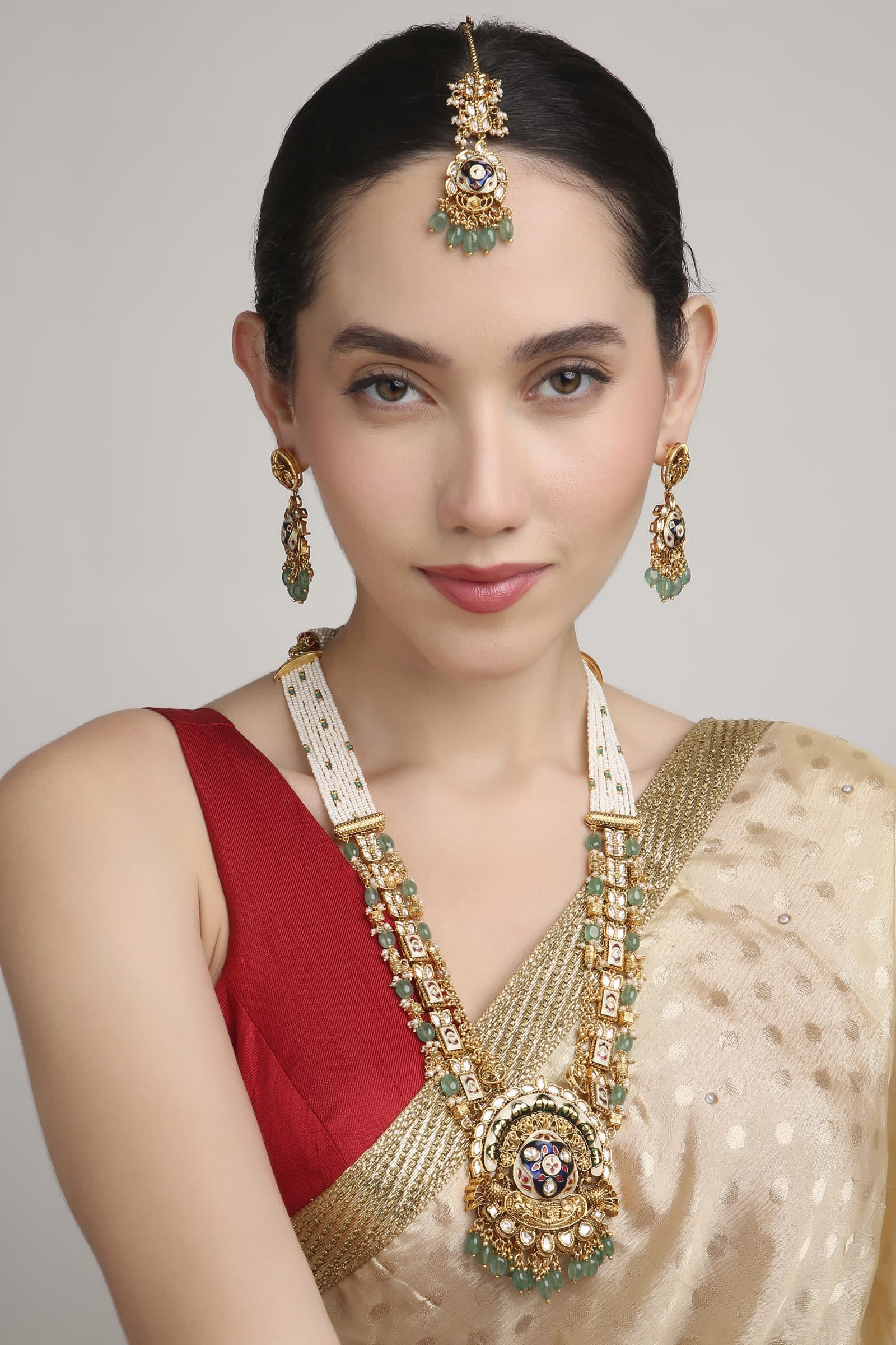 Vivaah Antique Gold Polki Haar thumbnail 5