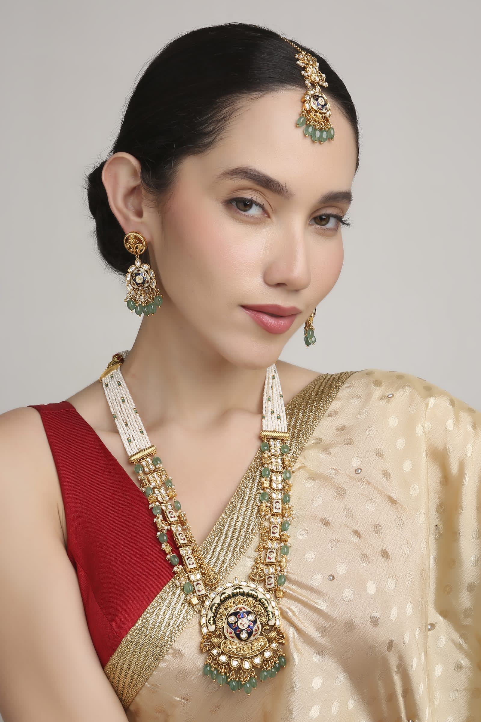 Vivaah Antique Gold Polki Haar — handcrafted long-sets by Sirini Jewellery