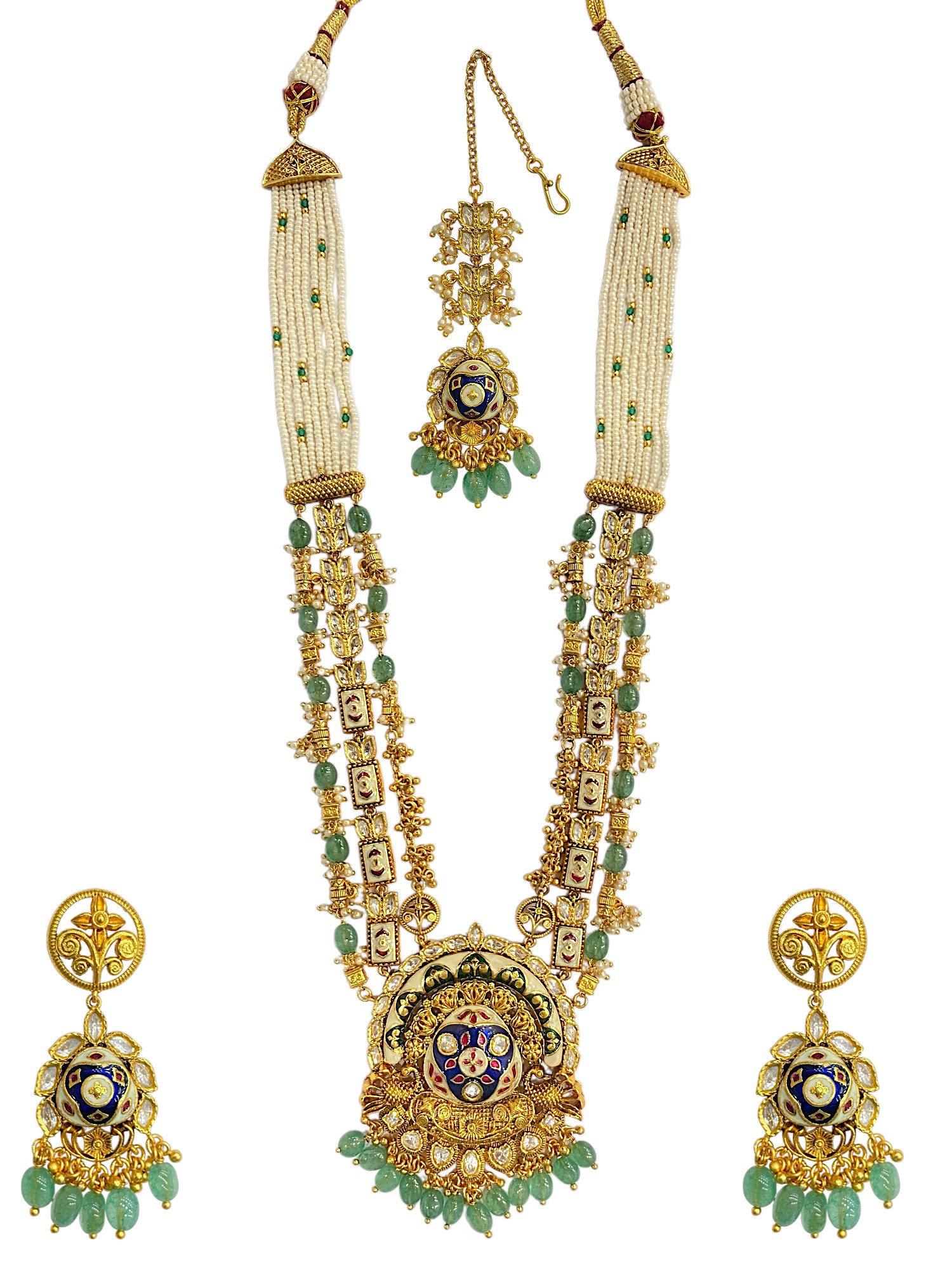 Vivaah Antique Gold Polki Haar — handcrafted long-sets by Sirini Jewellery - back view