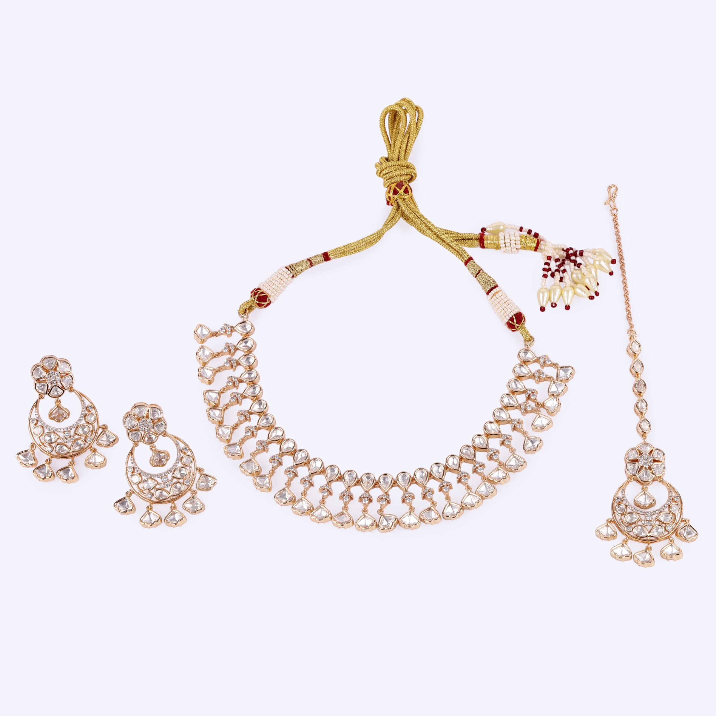 Bridal Brass Kundan Choker Set — handcrafted necklace-sets by Sirini Jewellery - back view