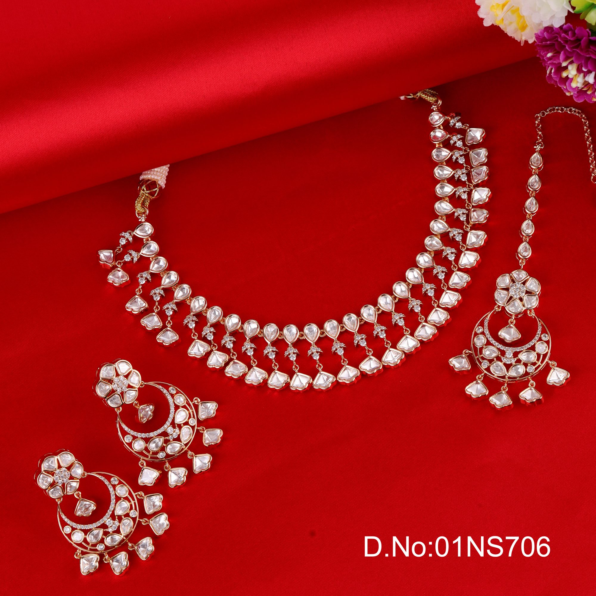 Bridal Brass Kundan Choker Set thumbnail 6