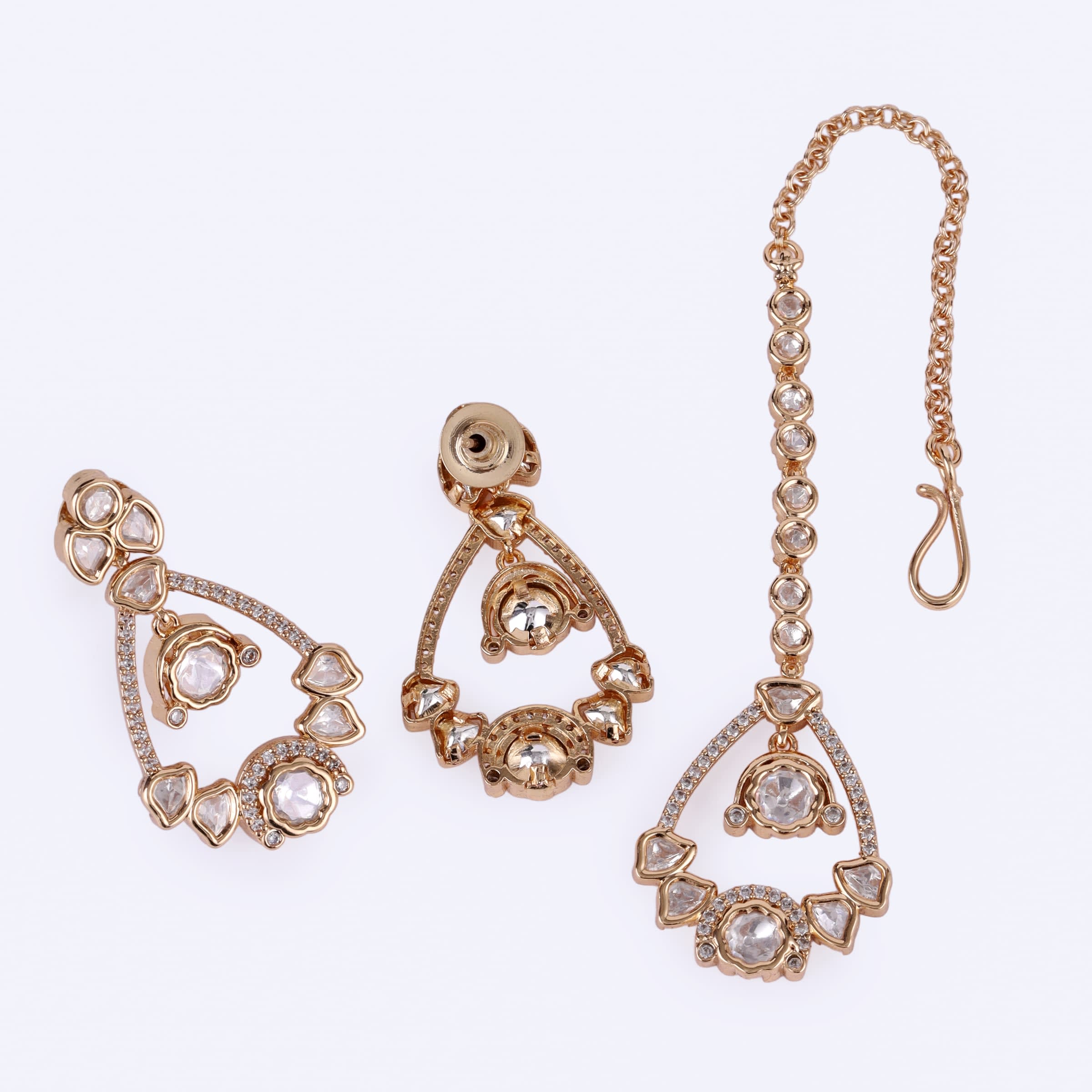 Festive Brass Polki Necklace Set thumbnail 5