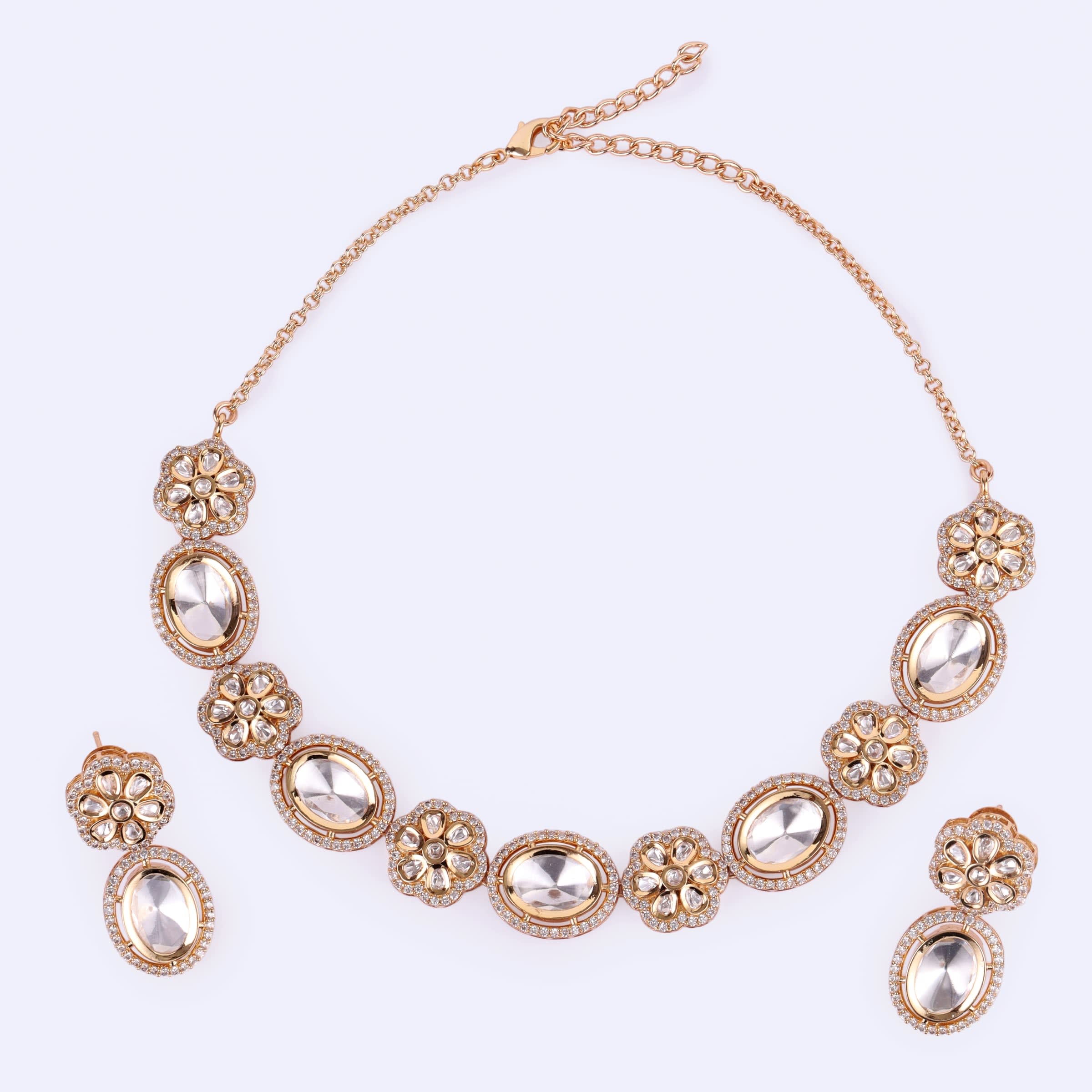 Mehendi Kundan Necklace Set — handcrafted necklace-sets by Sirini Jewellery - back view