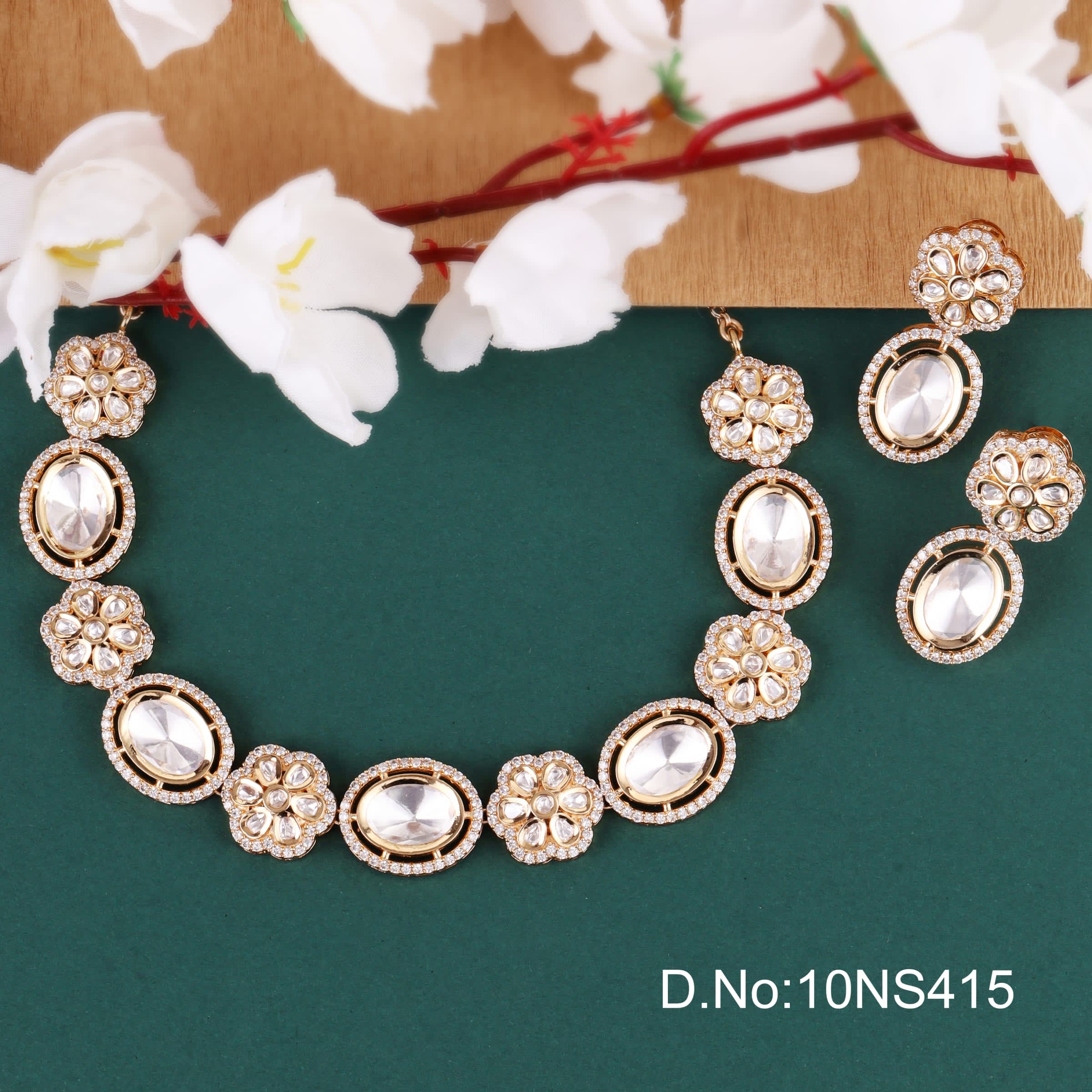 Mehendi Kundan Necklace Set thumbnail 6
