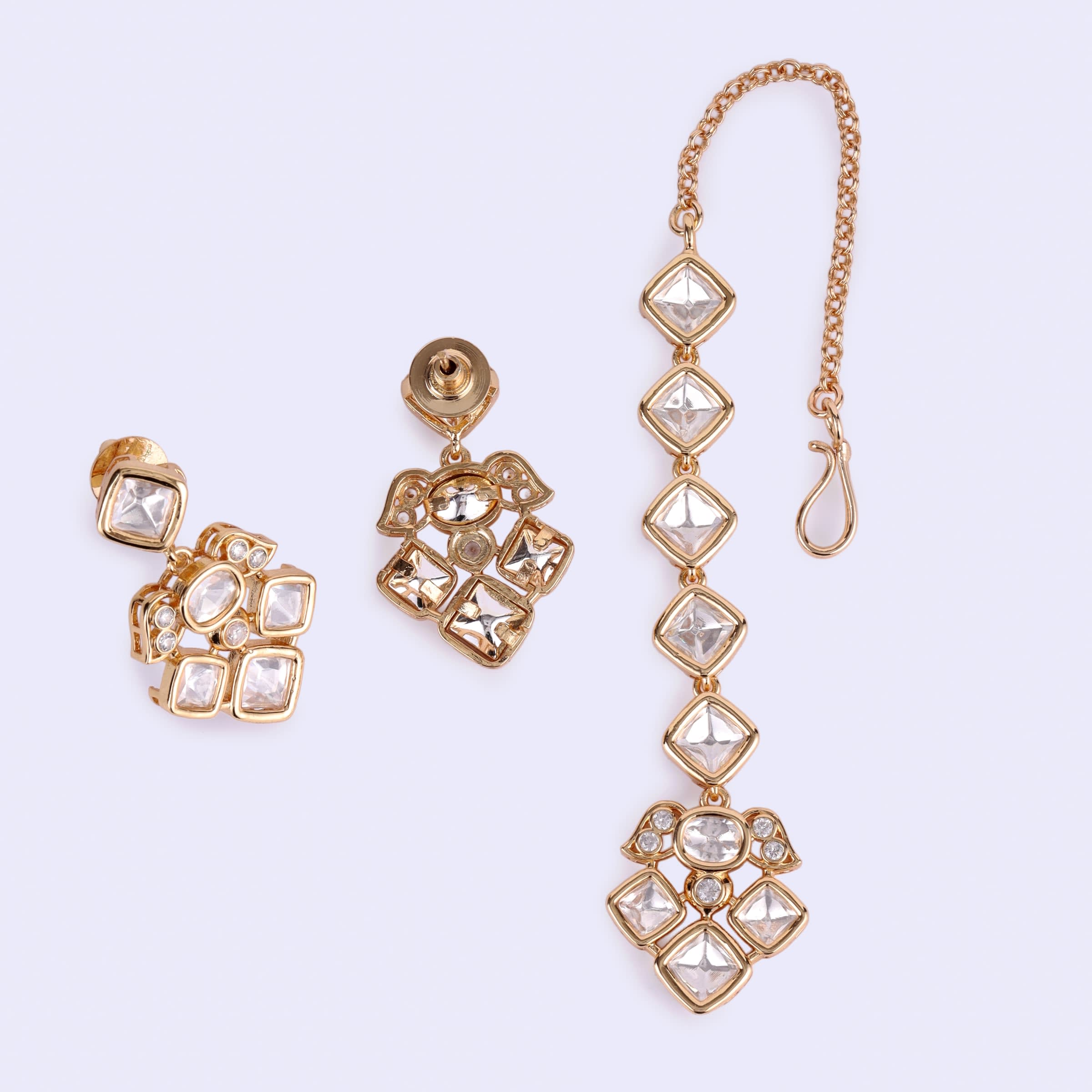 Festive Polki Gold Necklace Set thumbnail 5