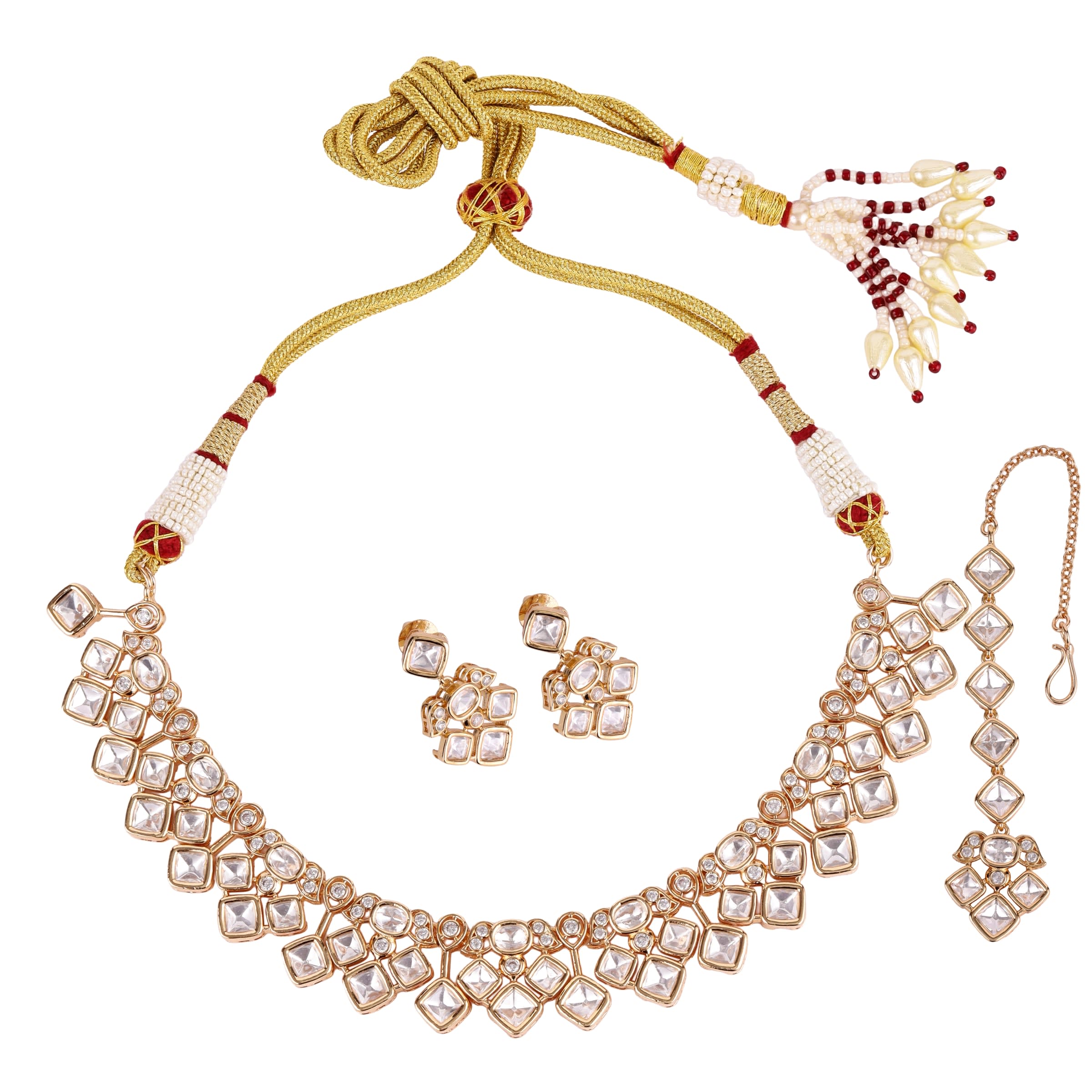 Festive Polki Gold Necklace Set — handcrafted necklace-sets by Sirini Jewellery