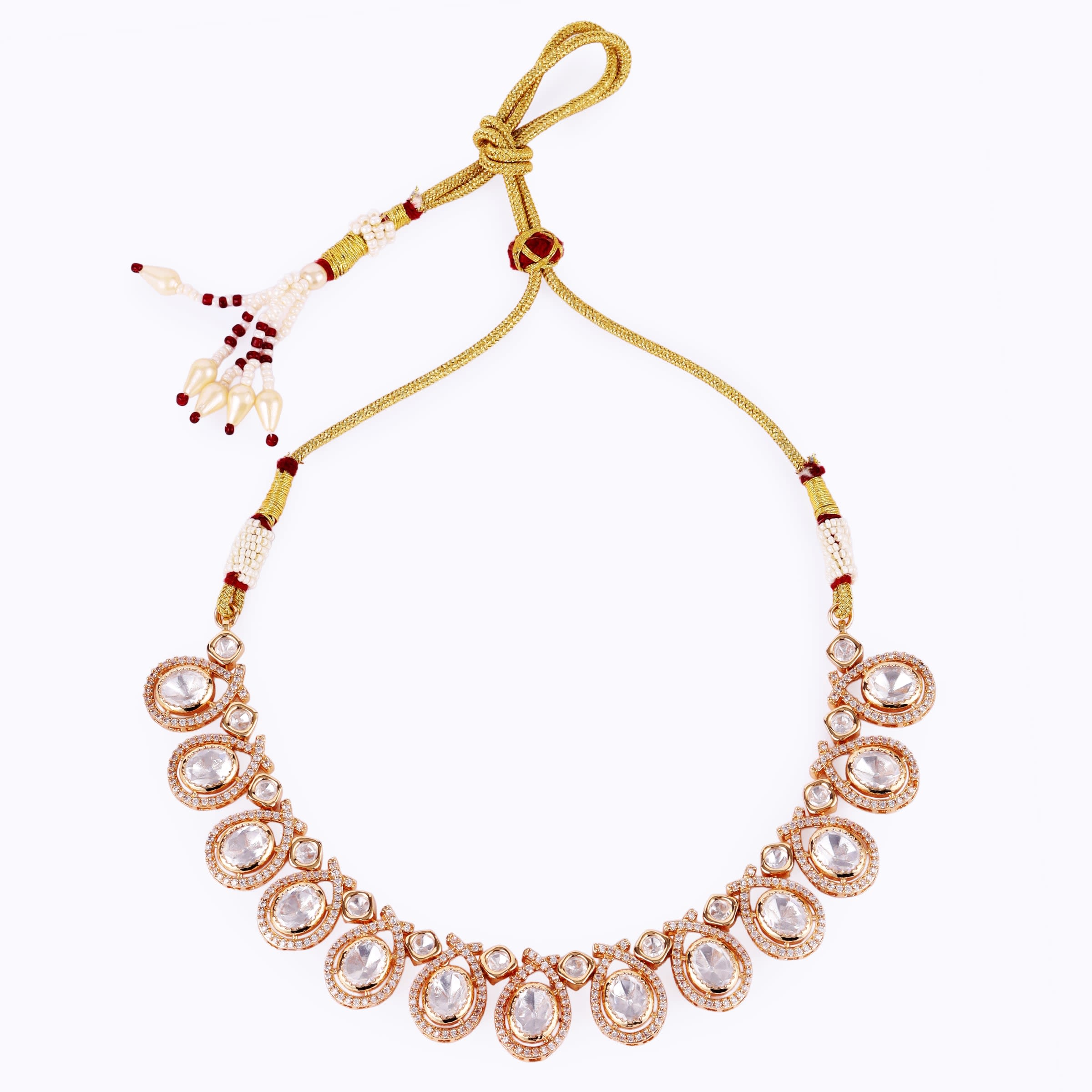 Diwali Antique Gold Necklace Set thumbnail 3