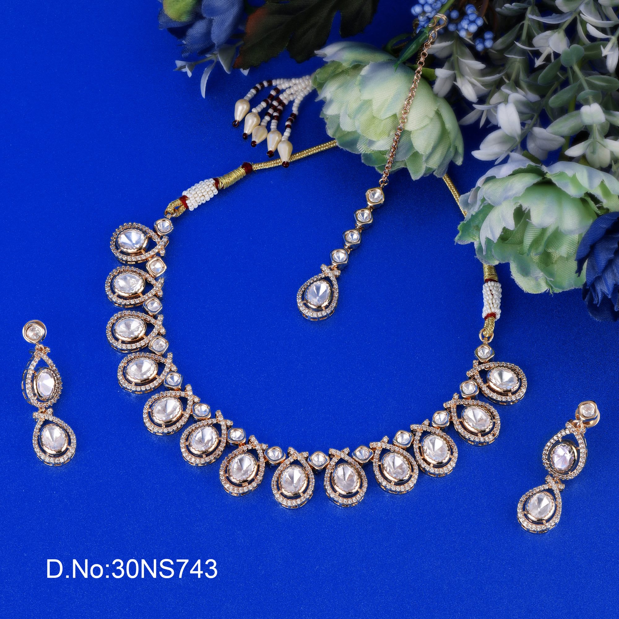 Diwali Antique Gold Necklace Set thumbnail 6