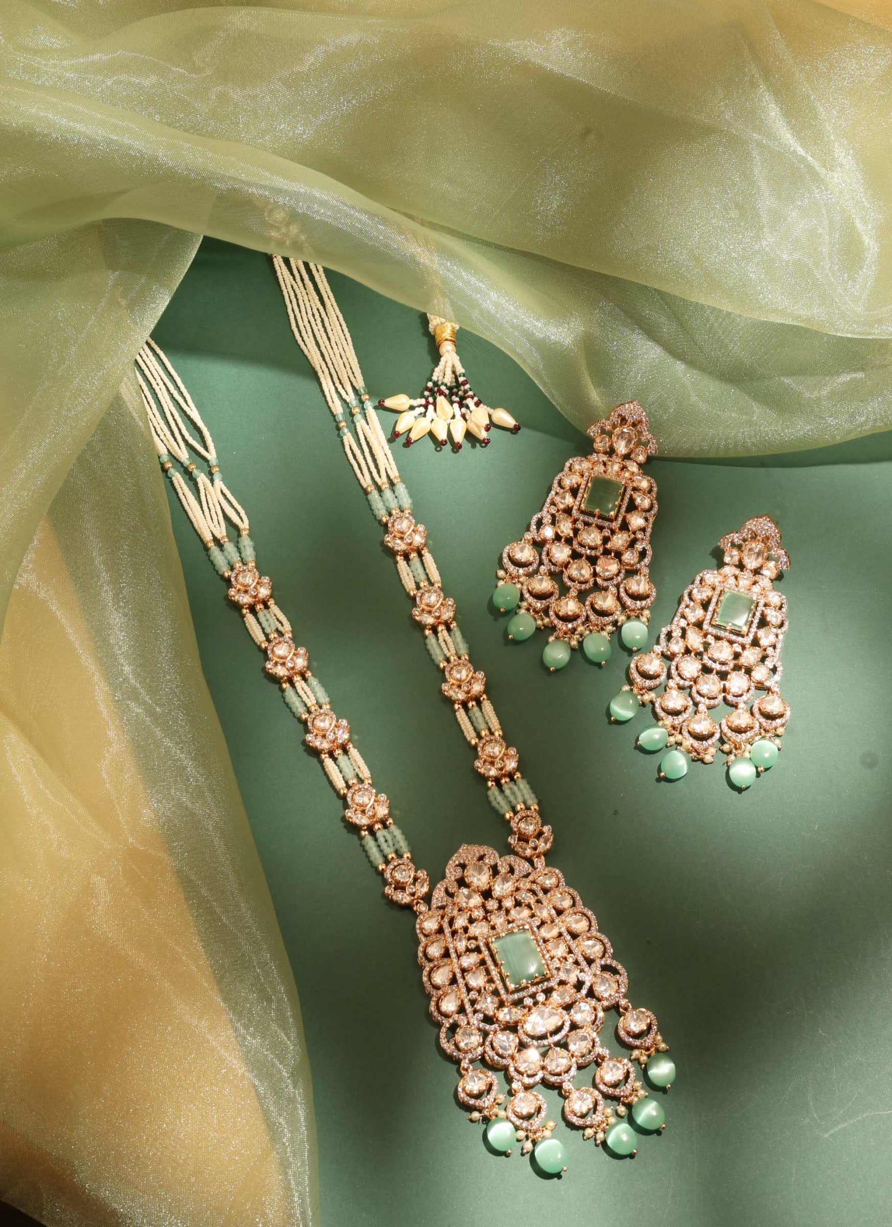 Bridal Kundan Long Haar – Mint thumbnail 6