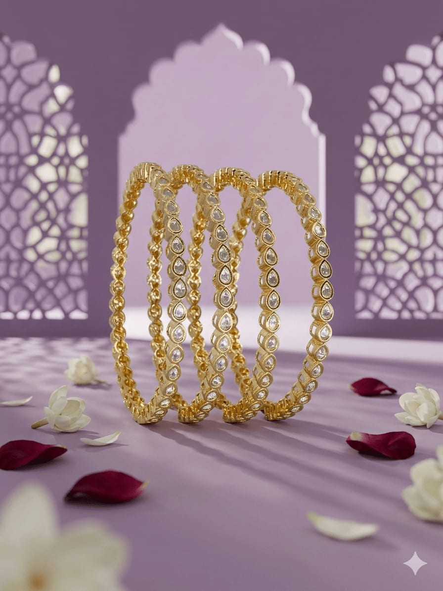 Diwali Antique Gold Bangle Set — handcrafted bangles by Sirini Jewellery - back view