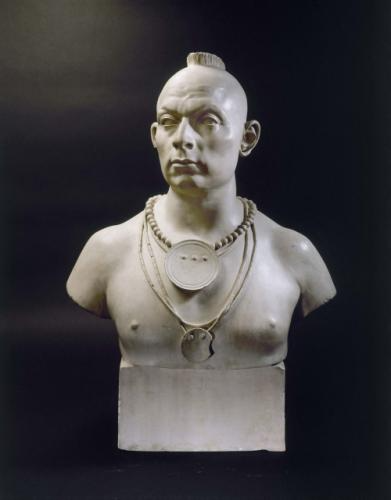 Dantan, Indien Osage, 1827, Musée Carnavalet https://www.parismuseescollections.paris.fr/fr/musee-carnavalet/oeuvres/portrait-serieux-d-esprit-noir-indien-osage#infos-principales