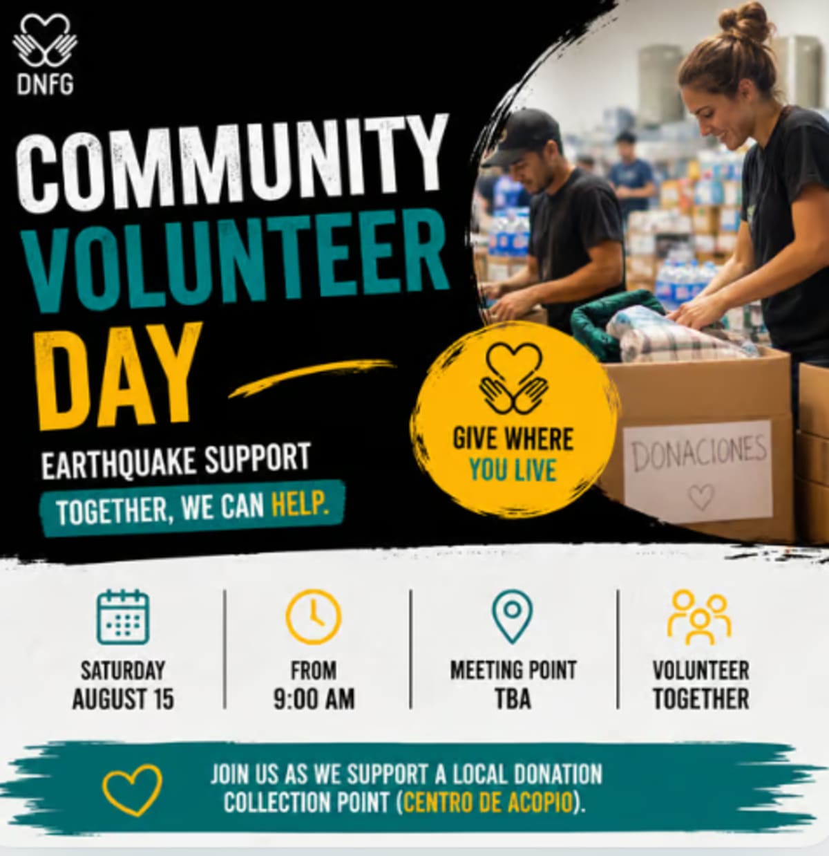 Community Volunteer Day: Earthquake Support 💛