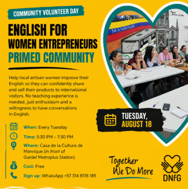Community Volunteer Day: English for Women Entrepreneurs in Manrique - Primed Community