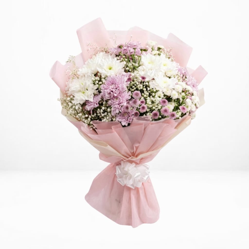 Deluxe White & Lilac Daisy Bunch