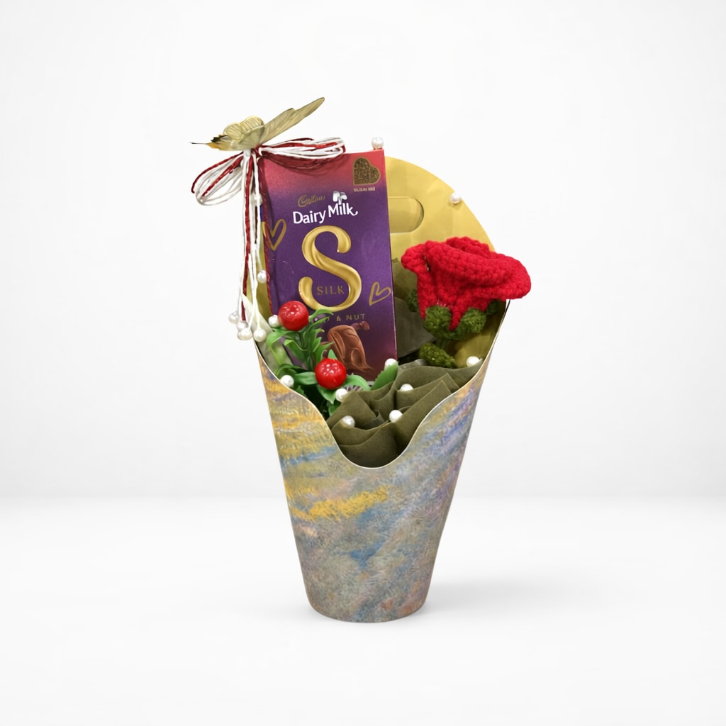 Eternal Crochet Rose & Silk Cone