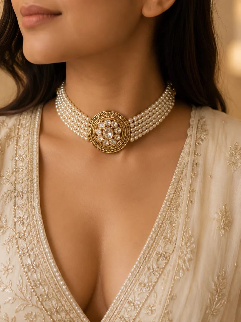 Pearl Royale Kundan Choker Set