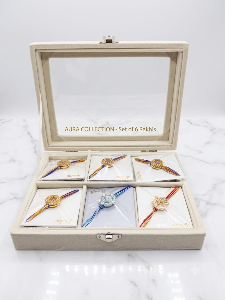 Shreeji 6-Piece Luxury Rakhi Box