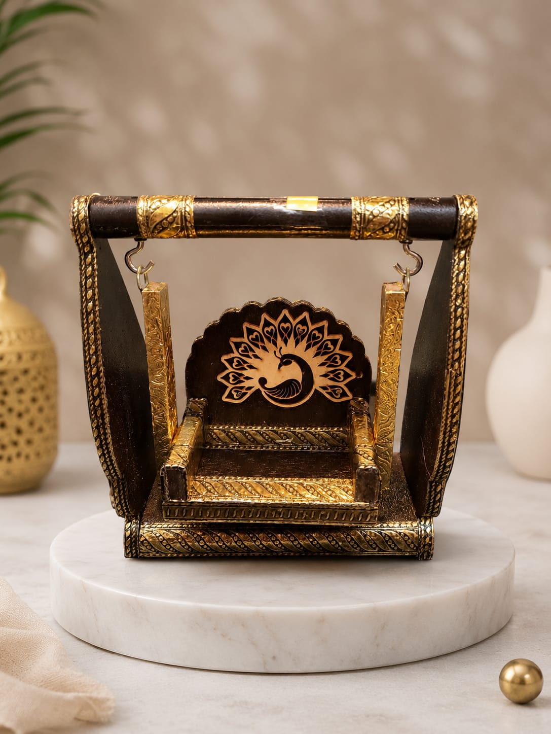Mayur Singhasan Brass-Foil Embellished Krishna Swing (Palana)