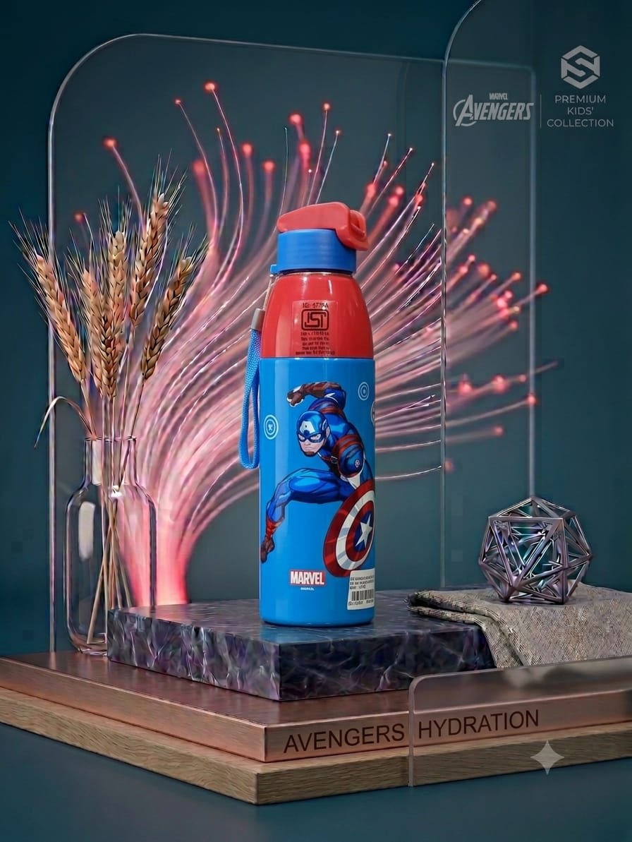 Dubblin Marvel Avengers Premium Kids' Collection Captain America Insulated Water Bottle (600 ml)
