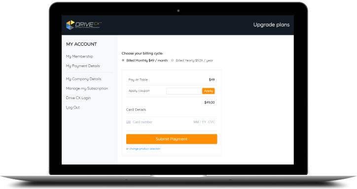 Drive CX Subscription Page
