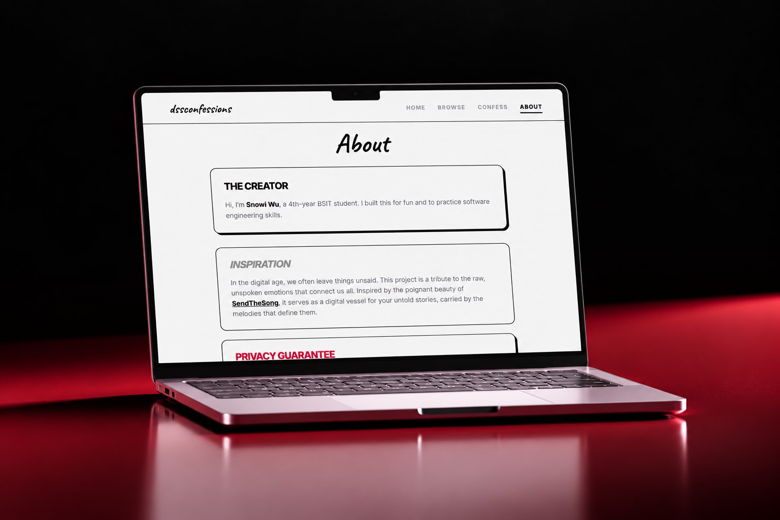 DSSconfessions website design for reading and sharing confessions — gallery image 6