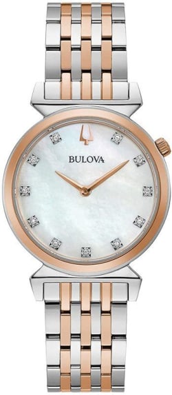 Bulova Curv Silver Dial Gold PVD Stainless Steel Women's Watch 97P136