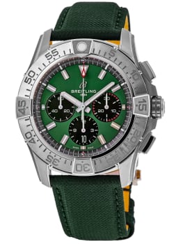 Breitling Avenger B01 Chronograph 42 Automatic Green Dial Leather Strap Men's Watch AB0146101L1X1