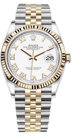 Rolex Datejust 36 Steel & Yellow Gold Black Diamond Dial Women's Watch  M126233-0021