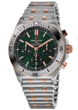 Breitling Chronomat B01 42 Automatic Chronograph Green Dial 18K Rose Gold & Steel Men's Watch UB0134131L1U1