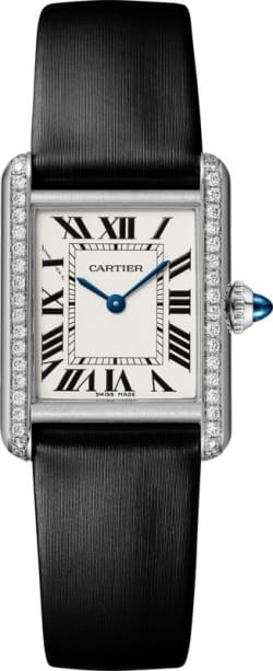 Cartier Tank Louis Silver Dial Diamond Leather Strap Women's Watch WJTA0037