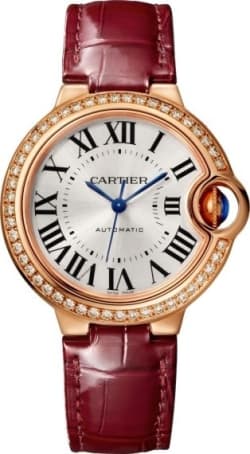 Cartier Tank Louis Large Diamond Pink Gold Burgundy Leather Women's Watch  WJTA0014