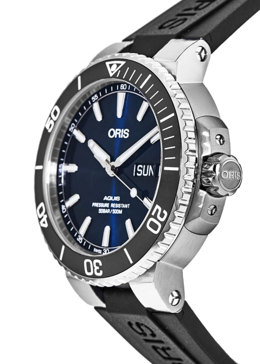 Oris Aquis Big Day Date Automatic Blue Dial Rubber Strap Men's