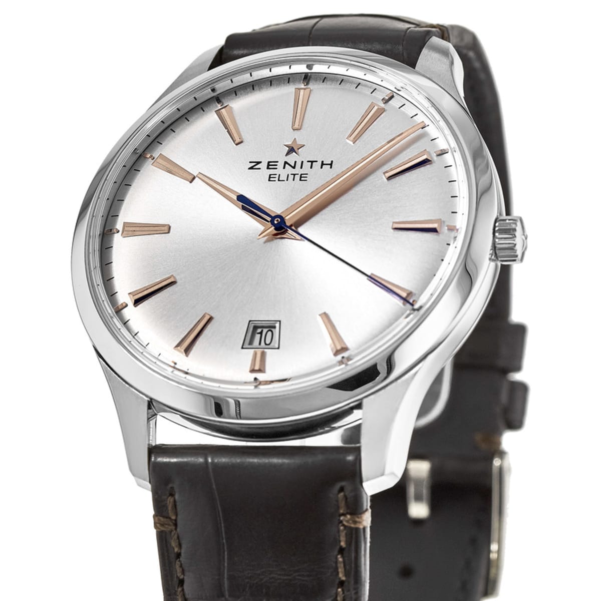 Zenith Captain Central Second Silver Dial Brown Leather