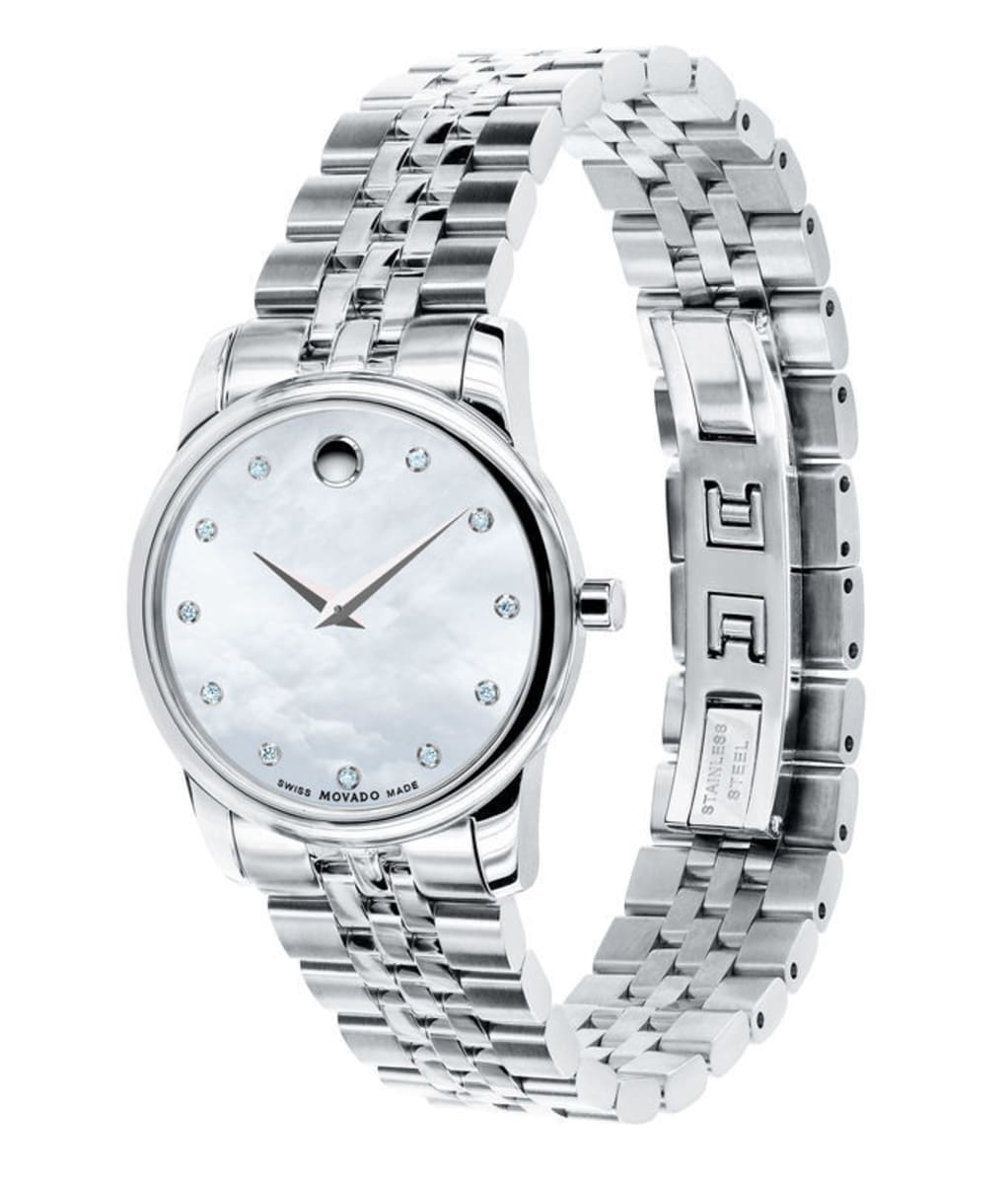 まりも　0605 Movado SE Grey Mother-Of-Pearl With Index Stainless Steel