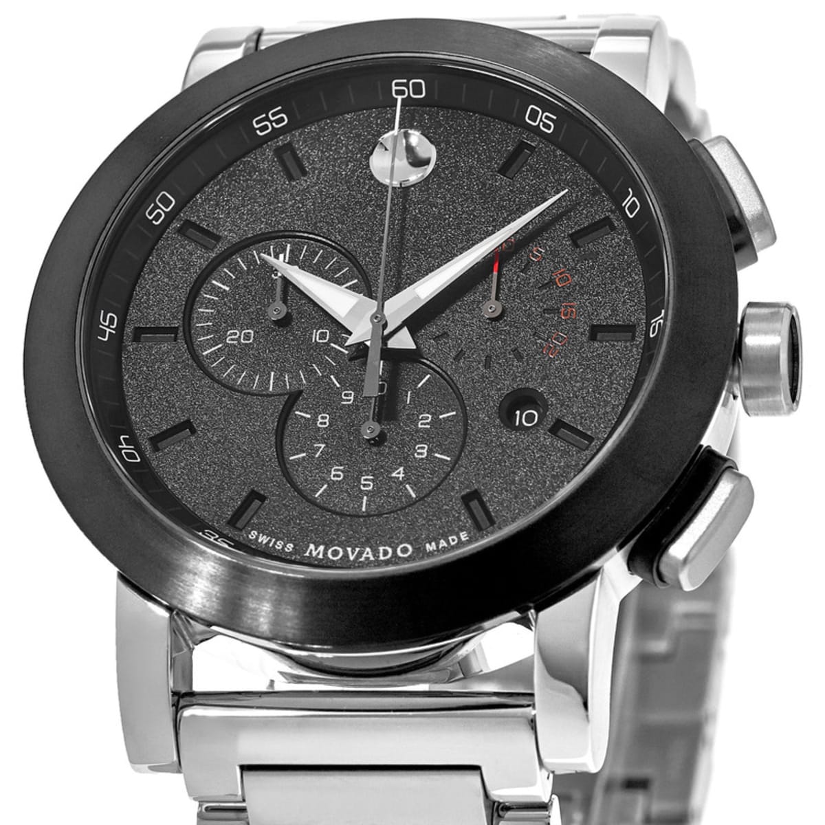 Movado Museum Sport Black Chronograph Dial Watch Steel Men\'s 0606792