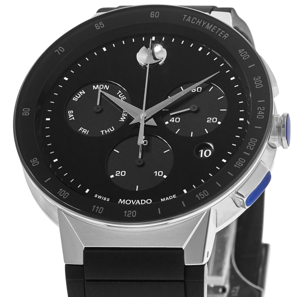 Men's movado sapphire watch with black dial deals
