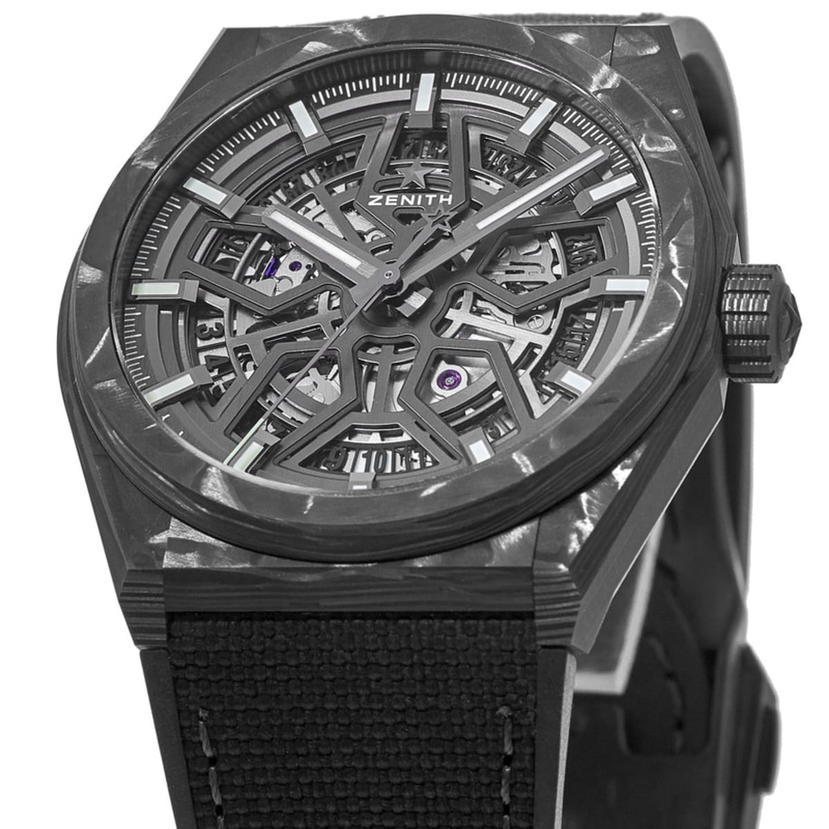 Zenith Defy Classic Skeleton Dial Black Rubber Strap Men's Watch