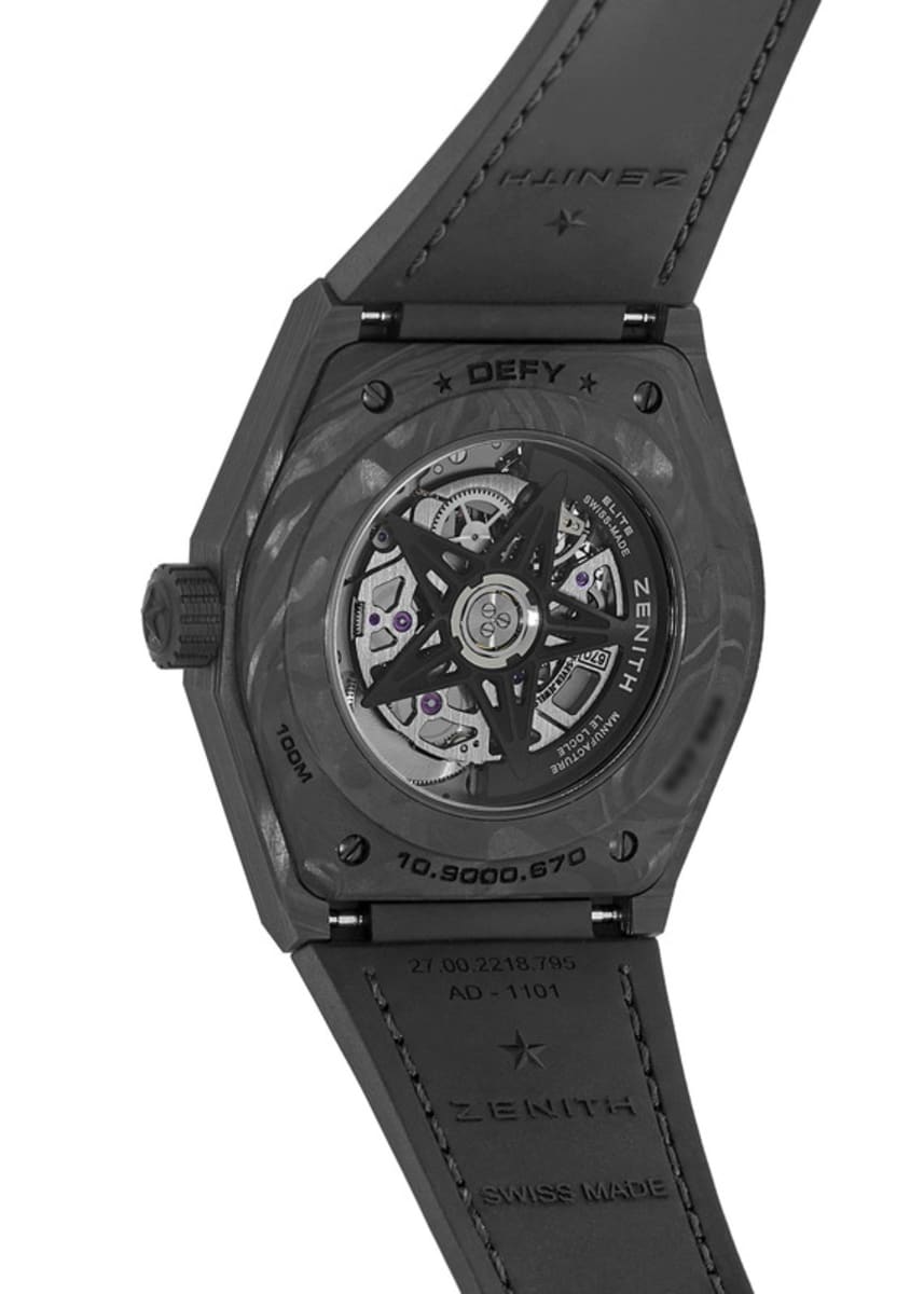 Zenith Defy Classic Black Ceramic Skeleton Dial Rubber Strap Men's Watch  49.9000.670/77.R782