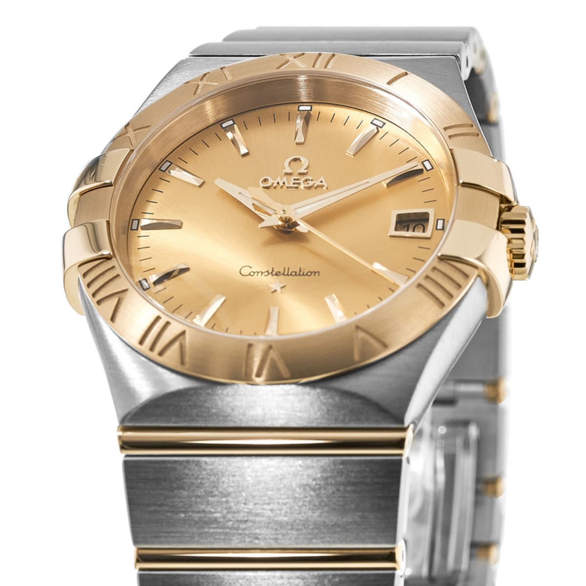 Omega Constellation Quartz 35mm Yellow Gold & Steel Champagne Dial