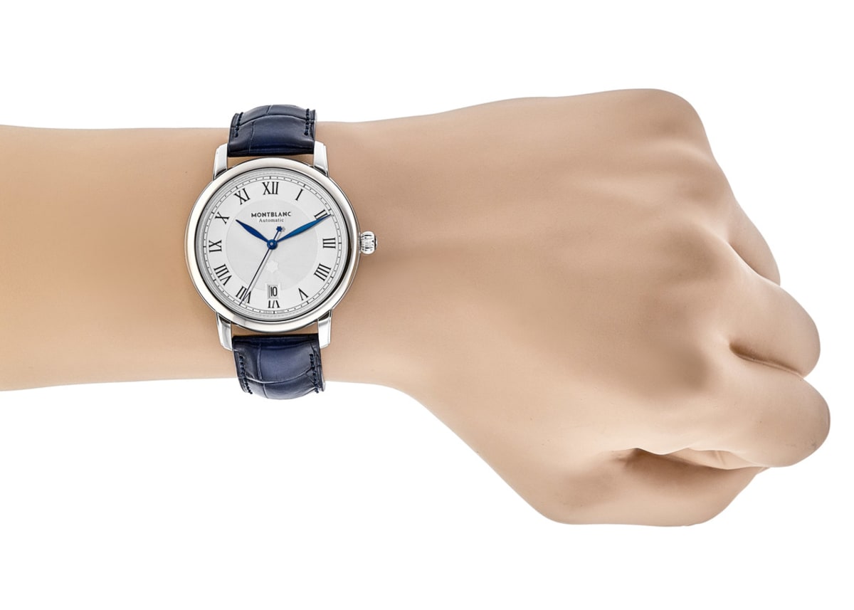 ※タケ※モンブラン スターレガシー MB124341 Montblanc Star Legacy Silver Dial Leather Strap Men's Watch