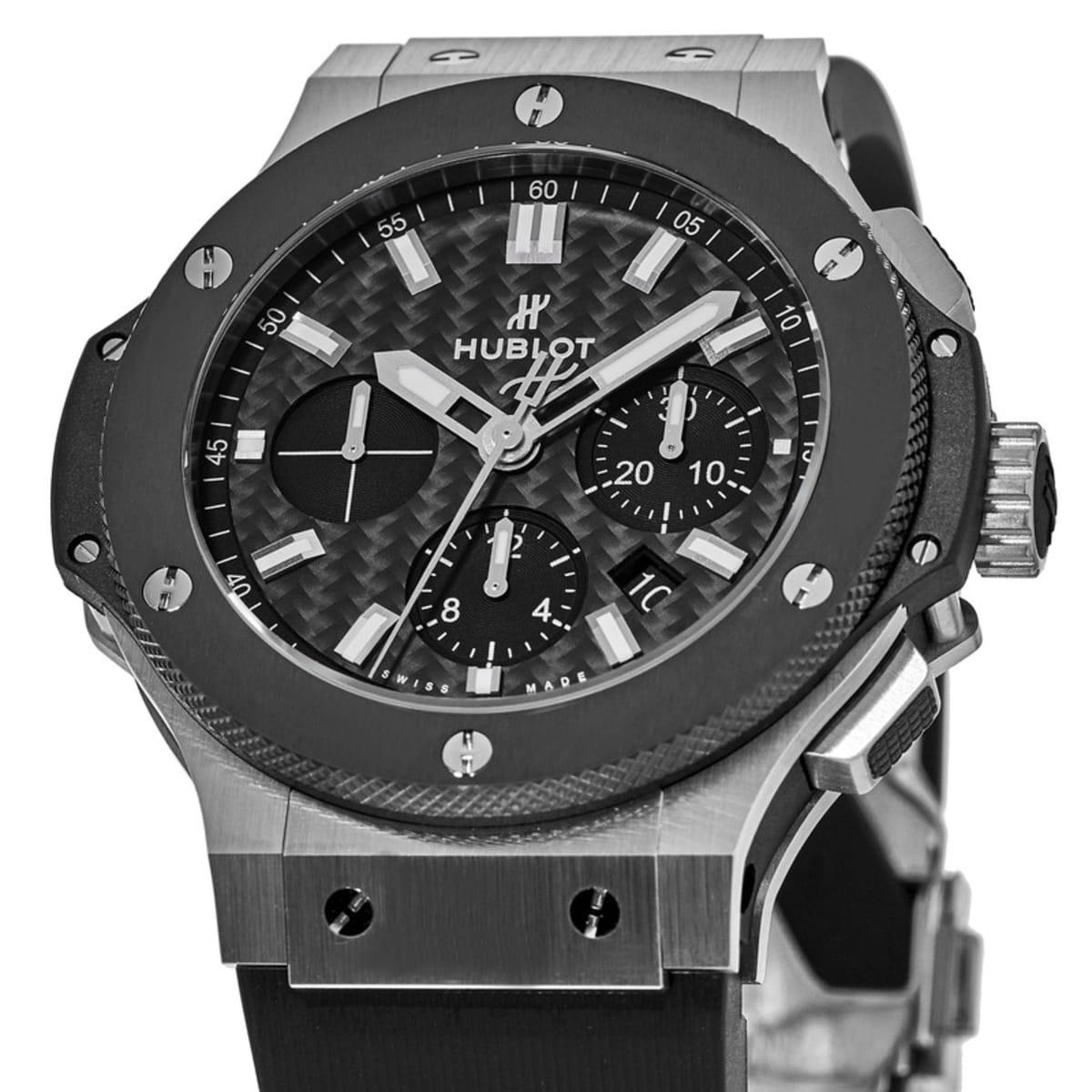 Hublot Big Bang Original Chronograph Gold Ceramic 44mm Black Carbon Fibre  Dial Rubber Strap 301.PM.1780.RX - BRAND NEW