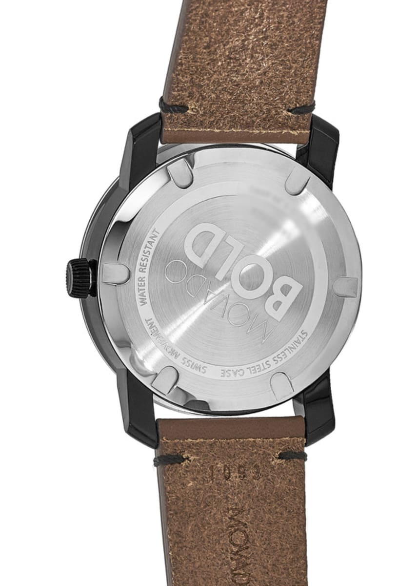 Movado Bold Grey Dial Brown Leather Men's Watch 3600442